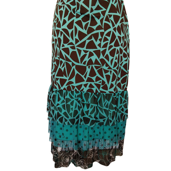 Anac Designed by Kimi Vintage Y2K Mesh Midi Dress Size M Blue Floral Polka Dot - Picture 8 of 9